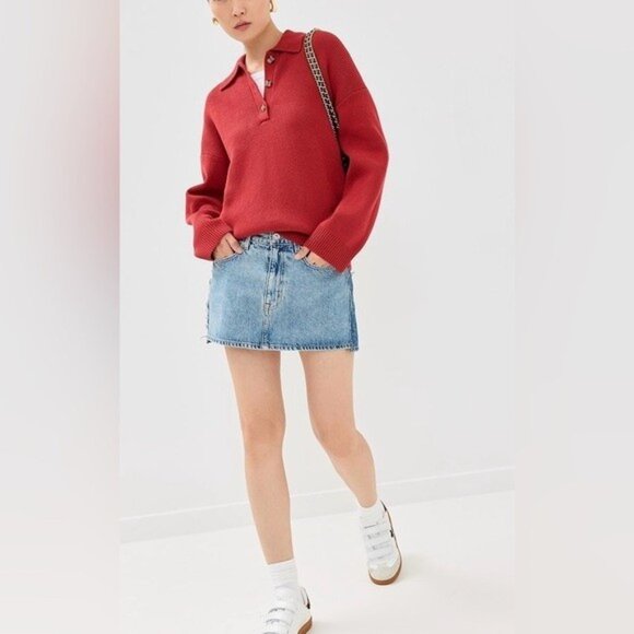 NWT Size S (P2P 23") -Reformation Cotton Brooklyn Polo Sweater (NWT US$ 218) - Picture 4 of 13